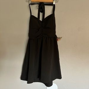 Lily Rose black strapless tie around neck mini dress